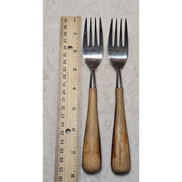 Aspen Trend Pacific Vintage Silverware Set Wood Handle Light & Dark Grain 13 PC - Picture 8 of 14